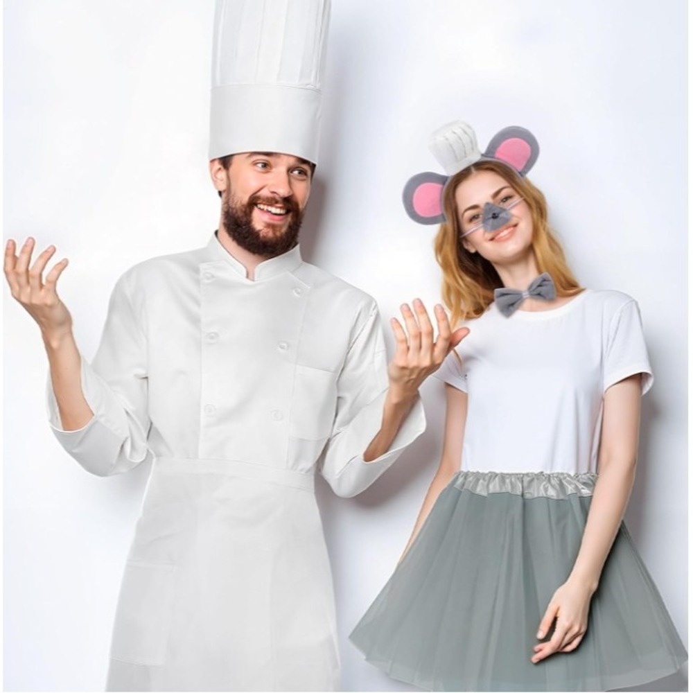 10 Pcs Adult Couple Mouse Chef Costume W/ Accs. Mouse Tutu M & Chef Outfit 3XL - Picture 3 of 7